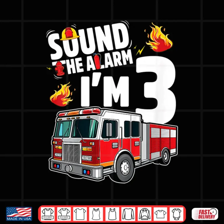 Design Kids Fire Truck 3Rd Birthday Boy Firefighter 3 Year Old Shirt
