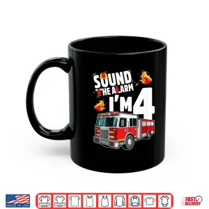 Mug Kids Fire Truck 4Th Birthday Boy Firefighter 4 Year Old Shirt