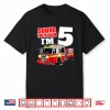 Kids Fire Truck 5Th Birthday T Shirt Boy Firefighter 5 Year Old