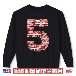 Sweatshirt Kids Fire Truck 5Th Birthday Boy 5 Year Old Firefighter Shirt