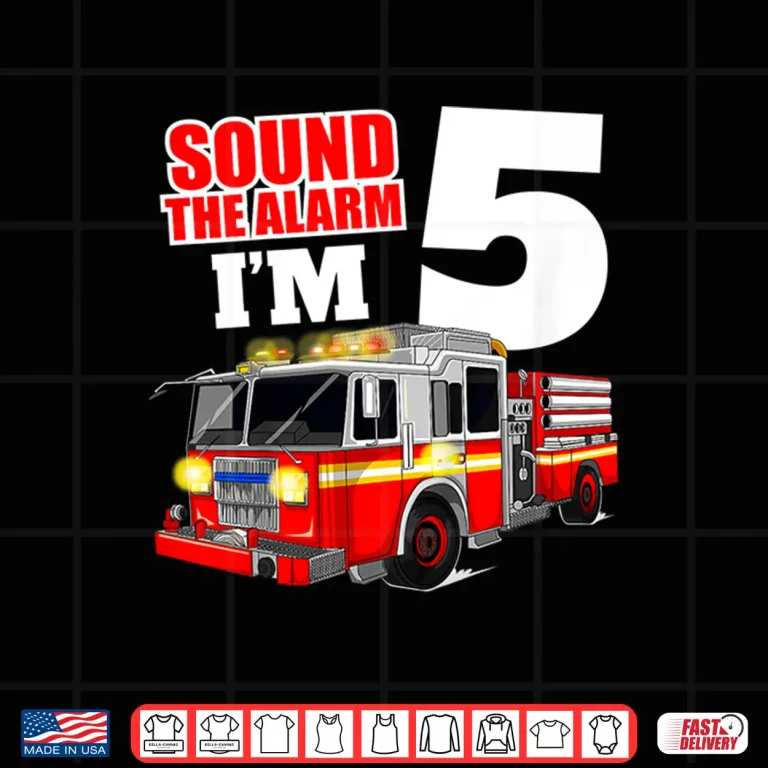 Design Kids Fire Truck 5Th Birthday T Shirt Boy Firefighter 5 Year Old