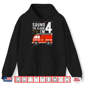 Kids Fire Truck 4Th Birthday Boy 4 Year Old Firefighter Shirt