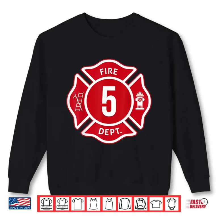 Sweatshirt Kids Fire Truck 5Th Birthday Boy Firefighter 5 Year Old Shirt
