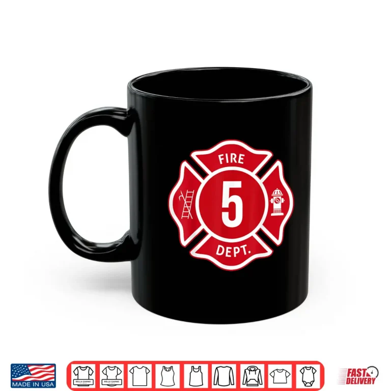 Mug Kids Fire Truck 5Th Birthday Boy Firefighter 5 Year Old Shirt