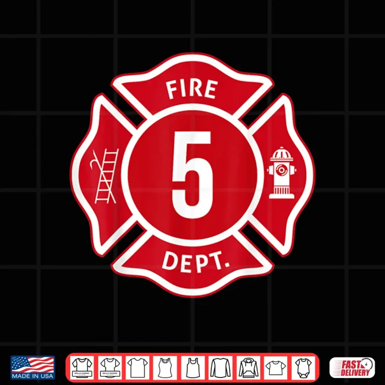 Design Kids Fire Truck 5Th Birthday Boy Firefighter 5 Year Old Shirt