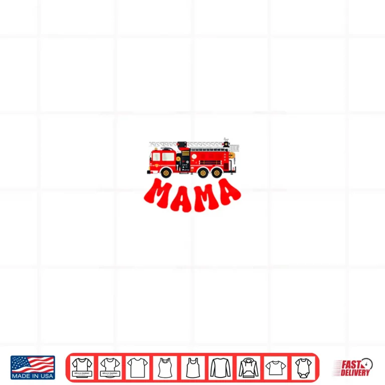 Design Mama Birthday Boy Fire Truck Firefighter First Birthday Mom Shirt