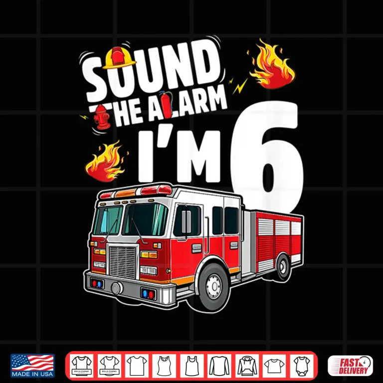 Design Kids Fire Truck 6Th Birthday Boy Firefighter 6 Year Old Shirt