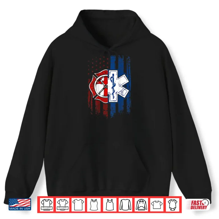 Hoodie Patriotic Paramedic Firefighter Emt Usa Flag Ems Shirt