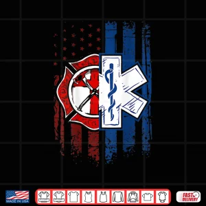 Design Patriotic Paramedic Firefighter Emt Usa Flag Ems Shirt