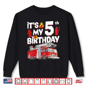 Sweatshirt 5Th Birthday Boy Fire Truck 5 Years Old Toddler Firefighter Shirt