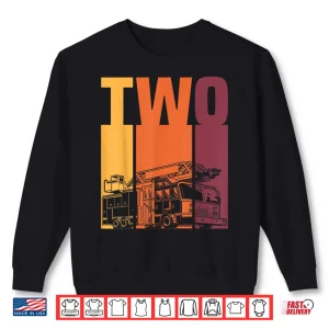 Sweatshirt 2 Year Old Firefighter Kids Fire Truck 2Nd Birthday Boy Shirt