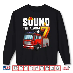 Sweatshirt 7 Years Old Firetruck Shirt Birthday Boy Firefighter Shirt