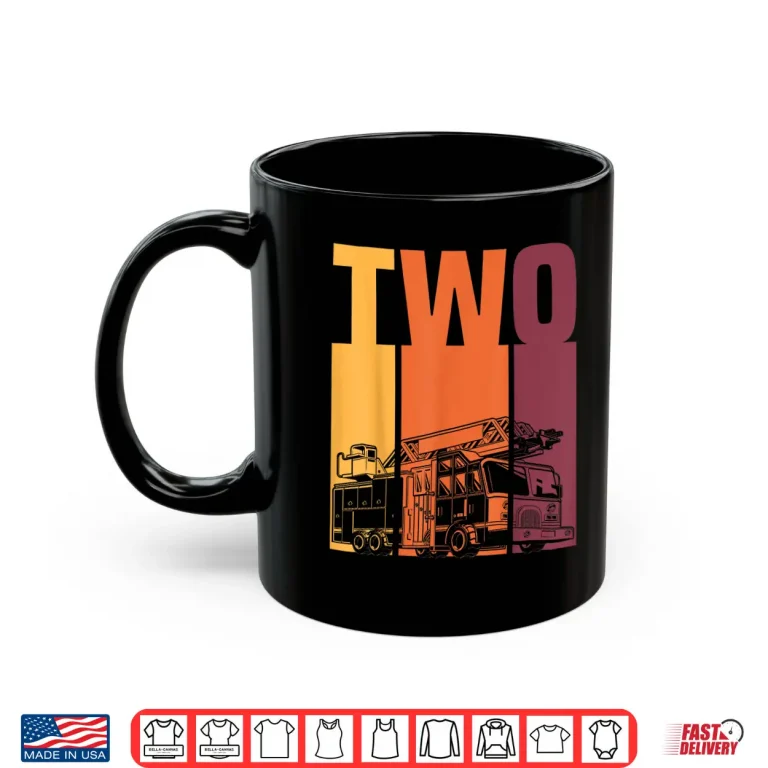 Mug 2 Year Old Firefighter Kids Fire Truck 2Nd Birthday Boy Shirt
