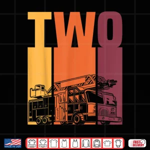 Design 2 Year Old Firefighter Kids Fire Truck 2Nd Birthday Boy Shirt