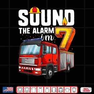 Design 7 Years Old Firetruck Shirt Birthday Boy Firefighter Shirt