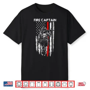 Fire Captain Chief American Flag Gifts Firefighter Captain Shirt