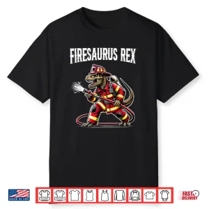 Firefighter T Rex Dinosaur Shirt Firesaurus Fireman Kids Boy Shirt
