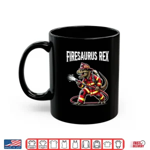 Mug Firefighter T Rex Dinosaur Shirt Firesaurus Fireman Kids Boy Shirt