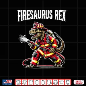 Design Firefighter T Rex Dinosaur Shirt Firesaurus Fireman Kids Boy Shirt