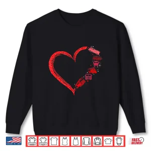 Sweatshirt Firefighter Heart Matching Fire Trucks Valentines Day Shirt
