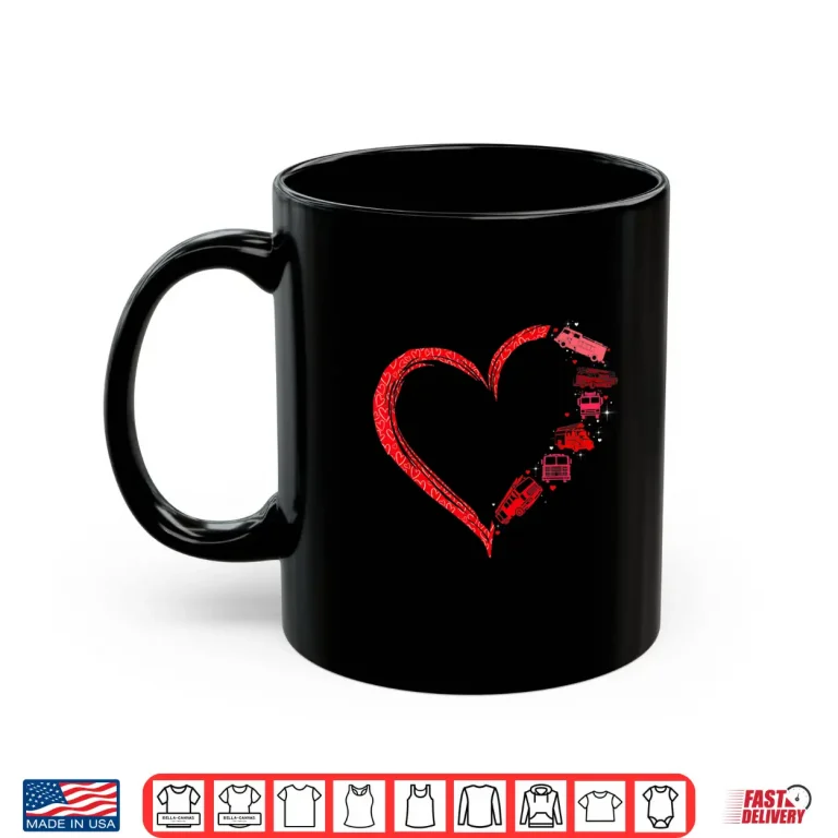 Mug Firefighter Heart Matching Fire Trucks Valentines Day Shirt