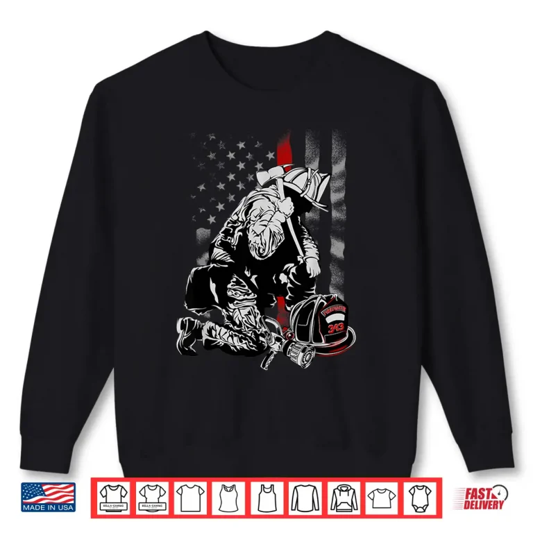 Sweatshirt Fireman American Flag Shirt Thin Red Line Firefighter Shirt