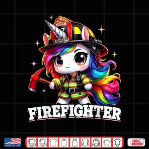 Design Firefighter Unicorn Kids Girls Women Firefighting Shirt