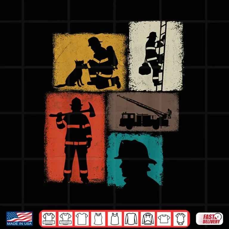 Design Firefighter Vintage Collage Fireman Men Hero Graphic Shirt