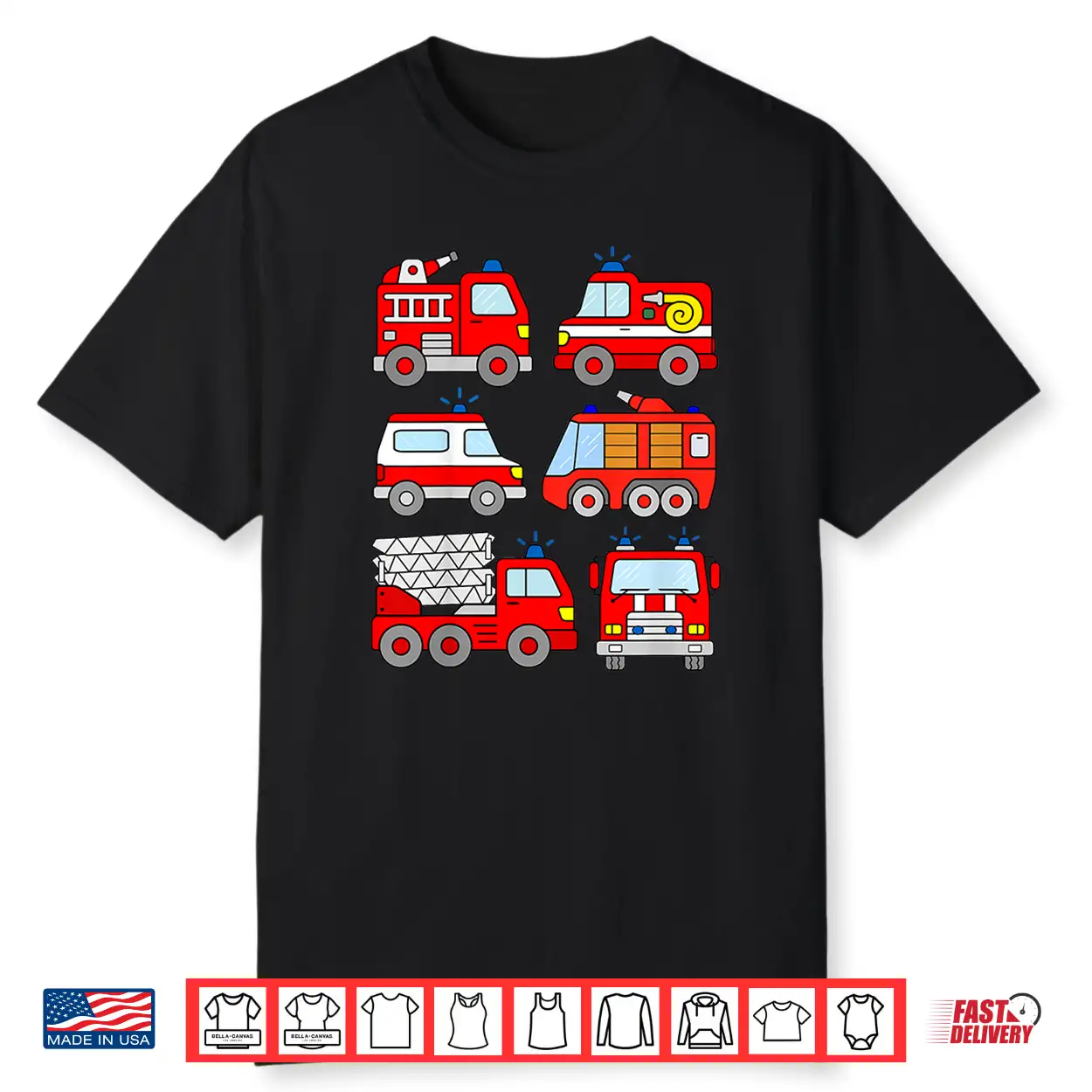 Kids Fire Truck Tshirt Boys Toddlers Emergency Vehicle Shirt Kids Fire Truck Tshirt Boys Toddlers Emergency Vehicle Shirt