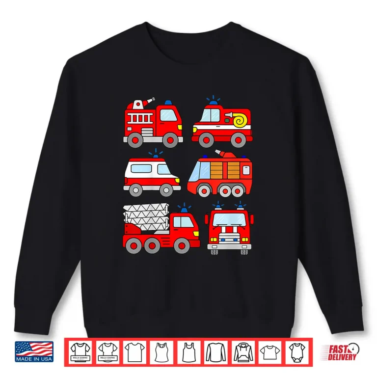 Sweatshirt Kids Fire Truck Tshirt Boys Toddlers Emergency Vehicle Shirt