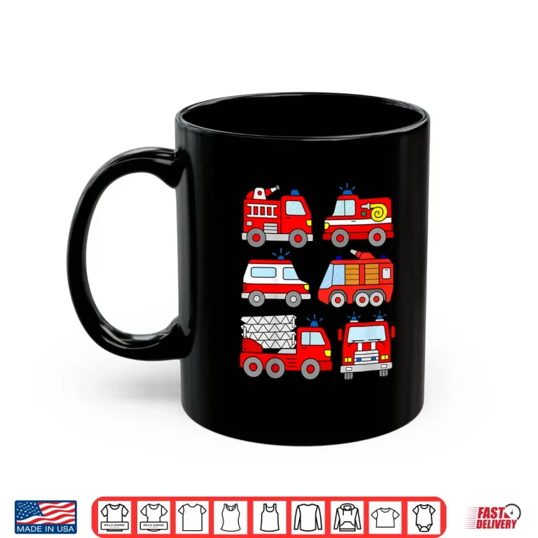 Mug Kids Fire Truck Tshirt Boys Toddlers Emergency Vehicle Shirt