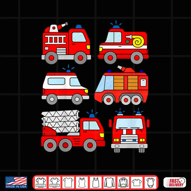 Design Kids Fire Truck Tshirt Boys Toddlers Emergency Vehicle Shirt