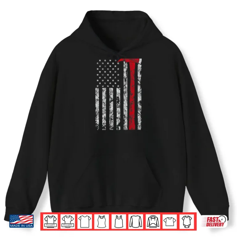 Hoodie Thin Red Line Axe American Flag Patriot Firefighter Gift Shirt