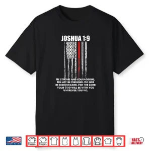 Thin Red Line Firefighter Bible Verse Christian Faith Shirt