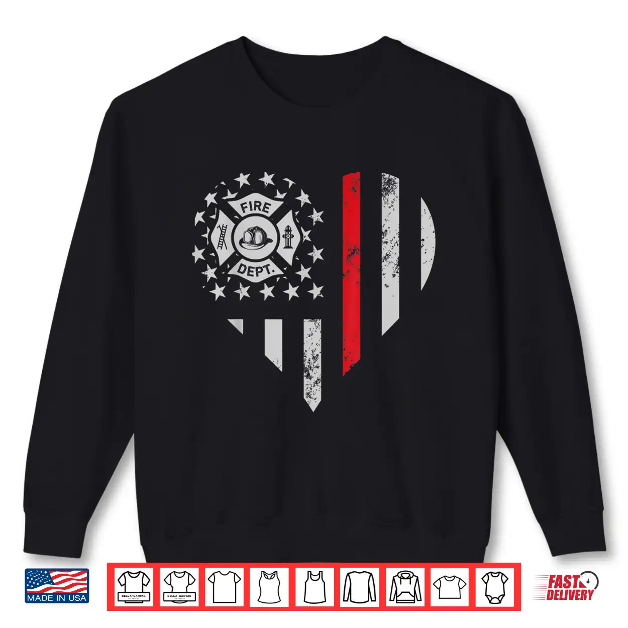 Thin Red Line Firefighter Love T Shirt American Flag Heart Thin Red Line Firefighter Love T Shirt American Flag Heart