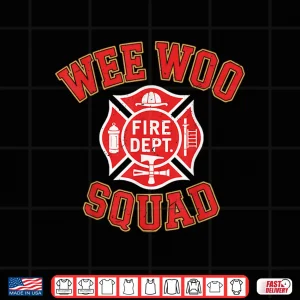 Design Toddler Wee Woo Squad Funny Firefighter Fireman Fire Truck Shirt