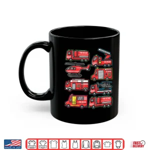 Mug Types Of Fire Truck Boys Toddlers Emergency Vehicle Shirt