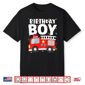 Birthday Party Fire Truck Firefighter Theme Shirt