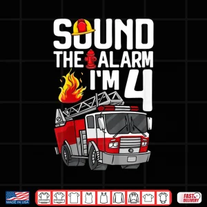 Design 4 Years Old Firefighter 4Th Birthday Fire Truck Shirt