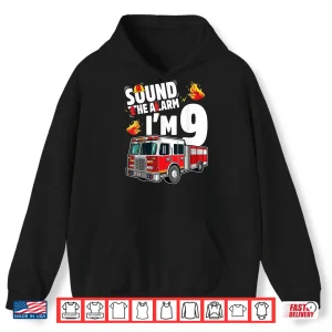 Hoodie Fire Truck 9Th Birthday Firefighter 9 Year Old Shirt