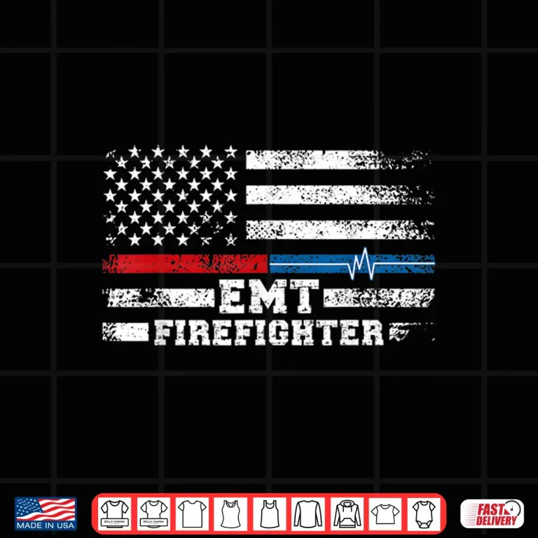 Design EMT Firefighter American Flag Proud Firefighter EMT Shirt