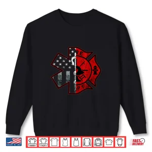 Sweatshirt Firefighter Paramedic Symbol American Flag Fireman Shirt