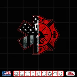 Design Firefighter Paramedic Symbol American Flag Fireman Shirt