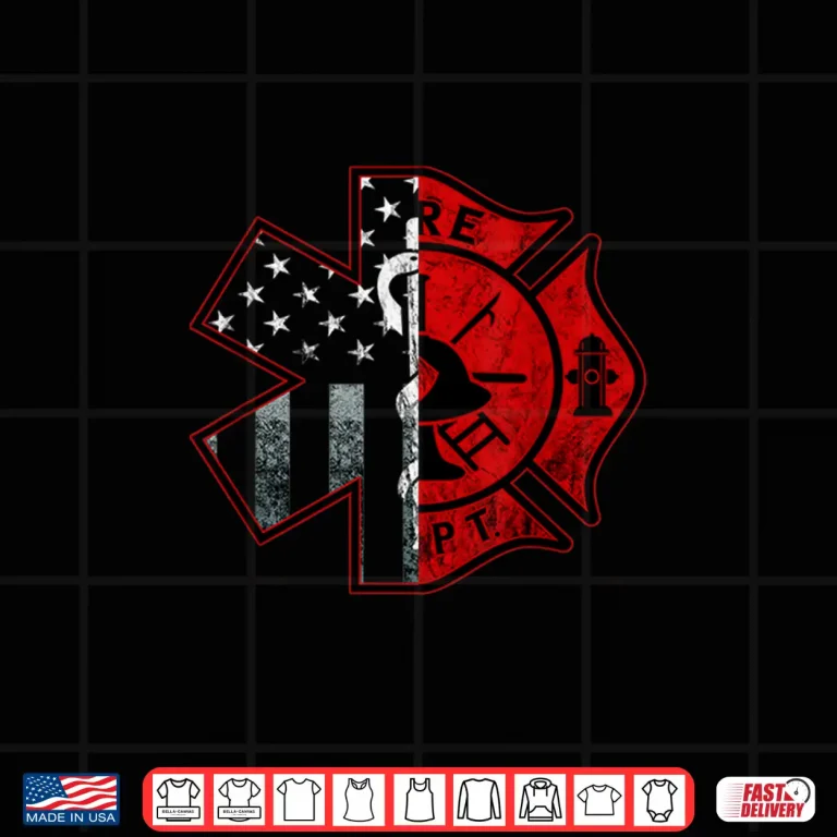 Design Firefighter Paramedic Symbol American Flag Fireman Shirt