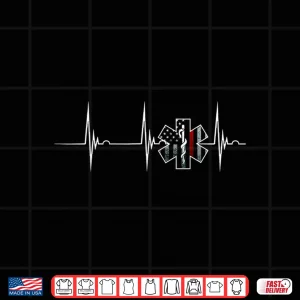 Design Firefighter EMS Heartbeat EKG Pulse American Flag Shirt