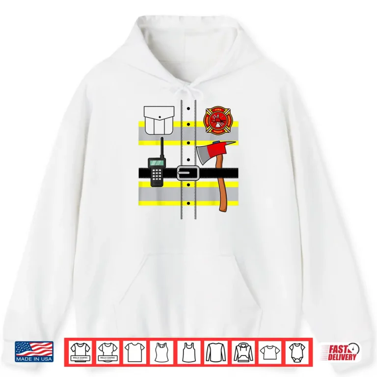 Hoodie Fireman Firefighter Lazy Halloween Costume DIY Shirt