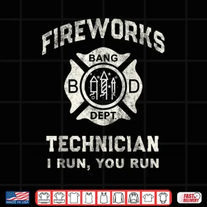 Design Funny Fireworks Technician Firefighter America Shirt