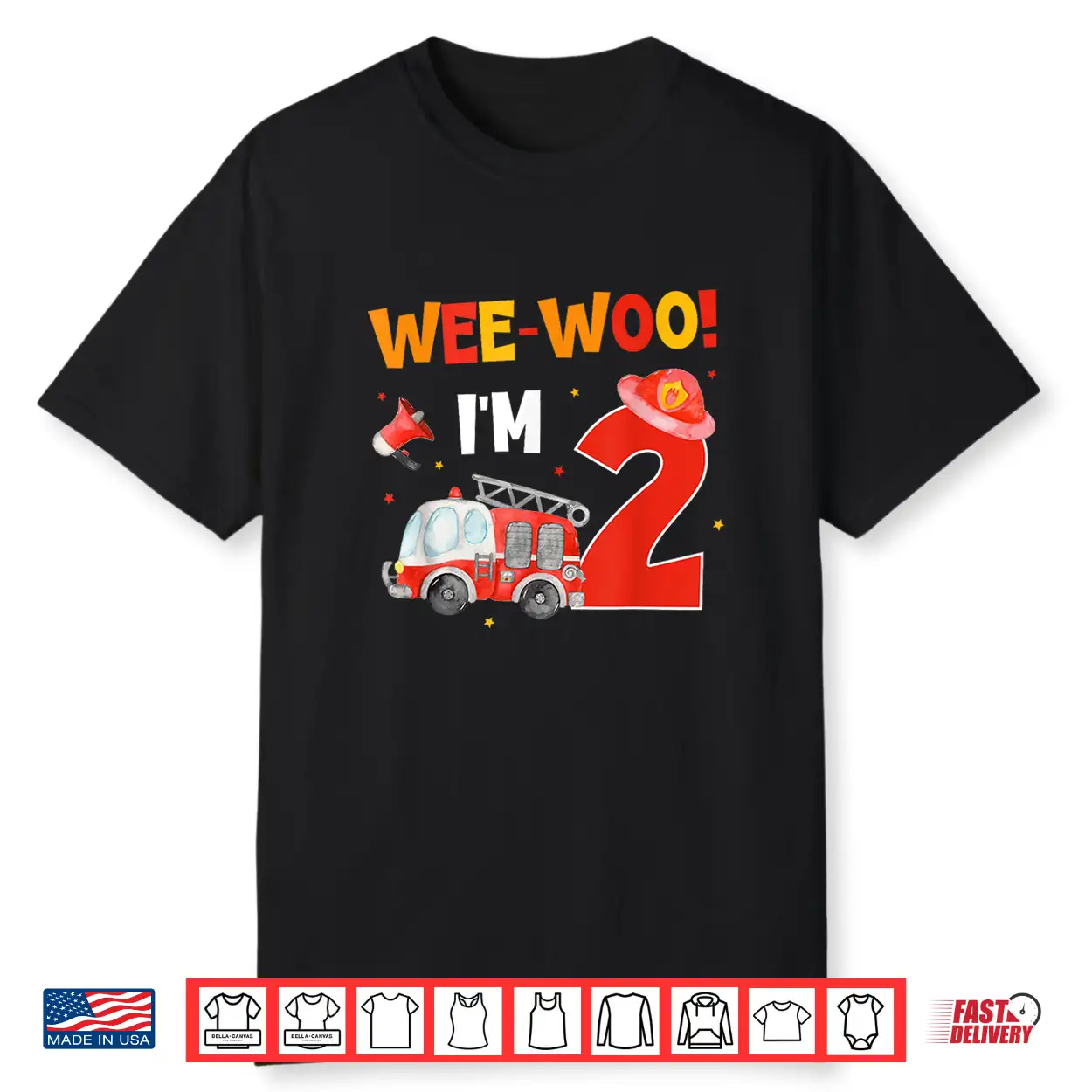 Wee Woo I’M 2 Fire Truck Party 2Nd Birthday Boy Firefighter Shirt Wee Woo I’M 2 Fire Truck Party 2Nd Birthday Boy Firefighter Shirt
