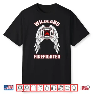 Wildland Firefighter Tshirt With Wings Back Print