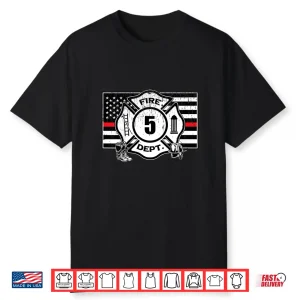5Th Birthday Firefighter Fire Truck 5 Year Old Shirt